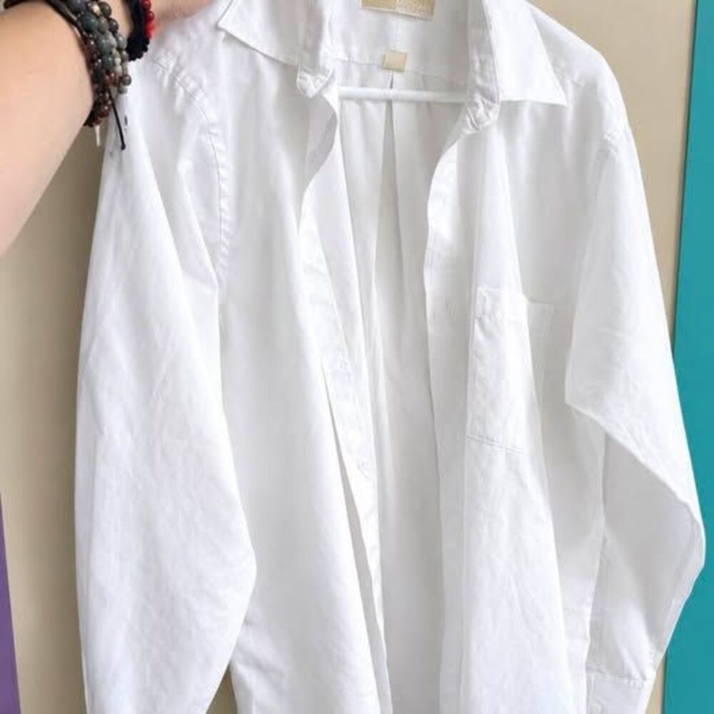Michael Kors Men's White Dress Shirt medium long sleeve fitted
